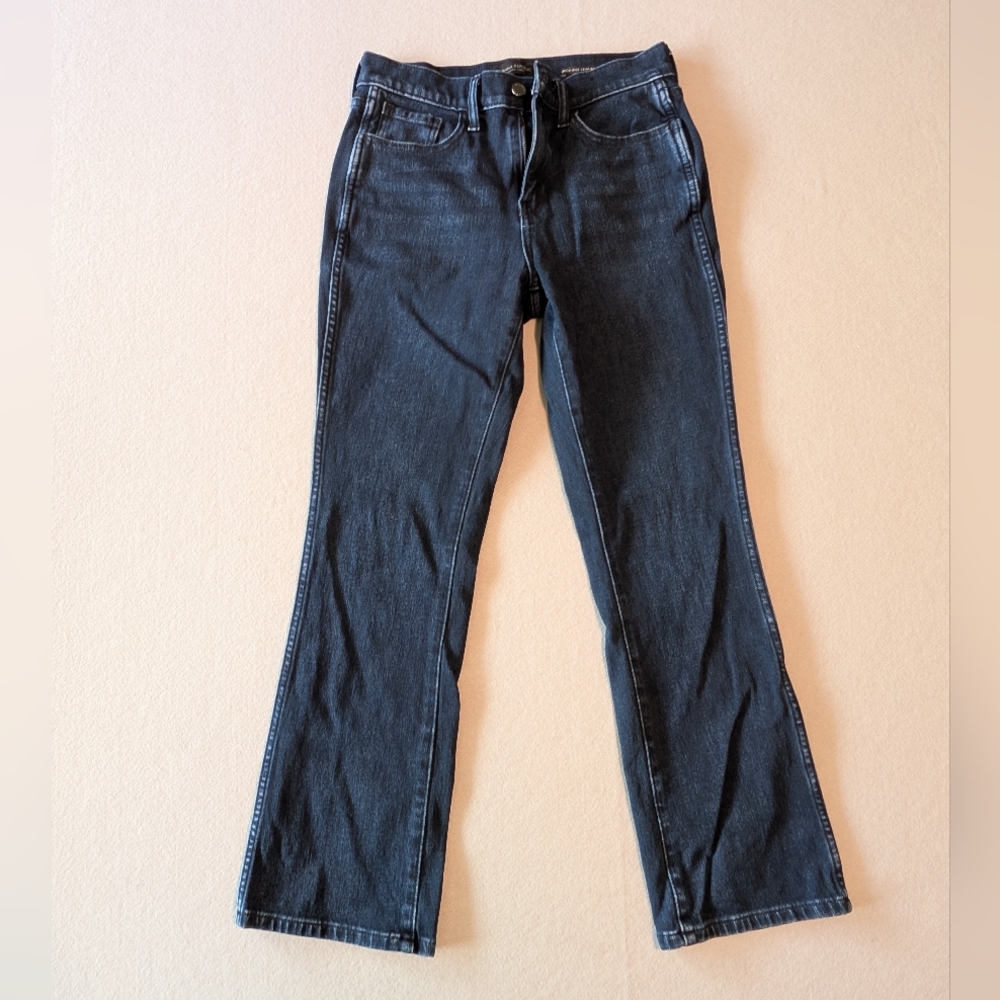 Banana Republic Premium Denim High-Rise Crop Boot Cut Jeans Dark Wash Sz 26